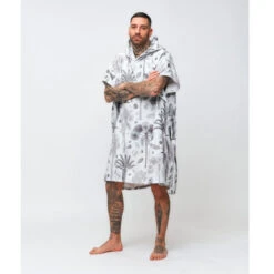 PONCHO AFTER BOTANICAL LIGHT GREY -Surf Équipement Boutique poncho after botanical light grey 2