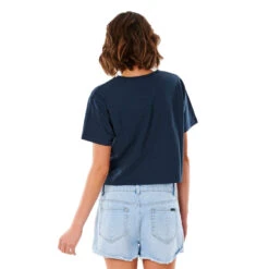 T-SHIRT RIP CURL GOLDEN STATE CROP BLEU MARINE FEMME -Surf Équipement Boutique t shirt rip curl golden state crop bleu marine femme 2