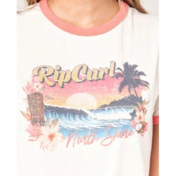T-SHIRT RIP CURL TIKI RINGER BEIGE FEMME -Surf Équipement Boutique t shirt rip curl tiki ringer beige femme 4